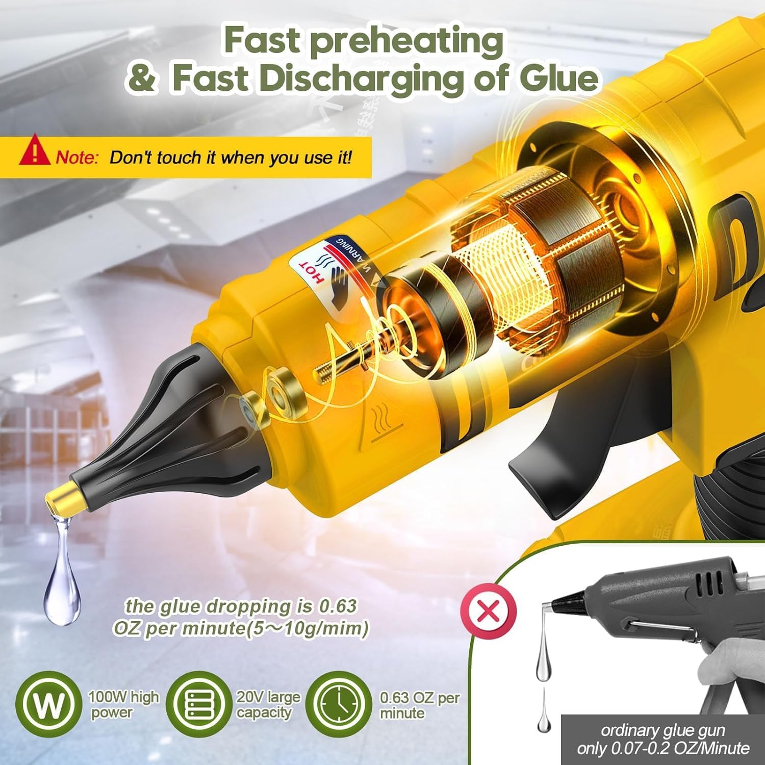 100W Cordless Hot Glue Gun for - Hot Melt Glue Gun Cordless 评论和价格