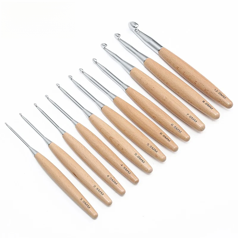 1/11pcs Wooden Handle Crochet  - Wooden Crochet Hooks Ergonomic Handle 评论和价格