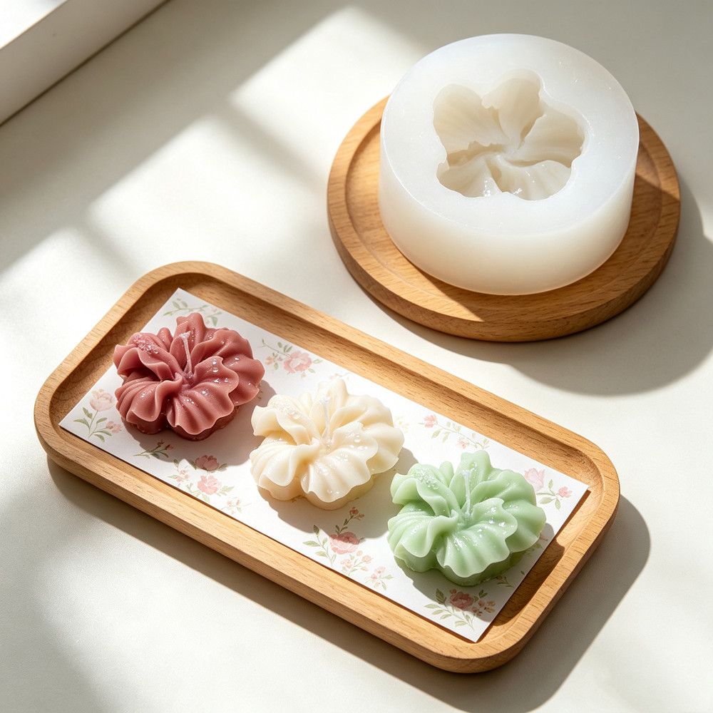 2pcs Hibiscus Flower Candle Mo - Silicone Epoxy Resin Molds Set 评论和价格