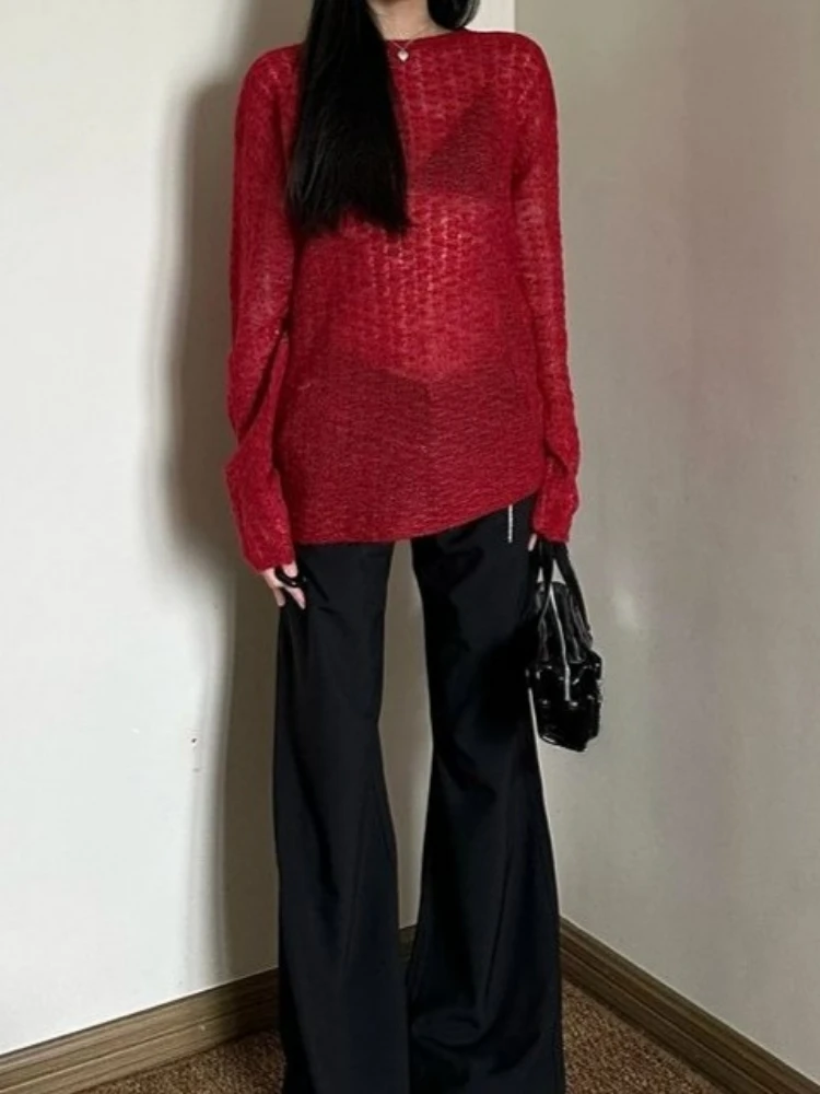 Y2K See-Through Knitted Women' - Embroidery 评论和价格